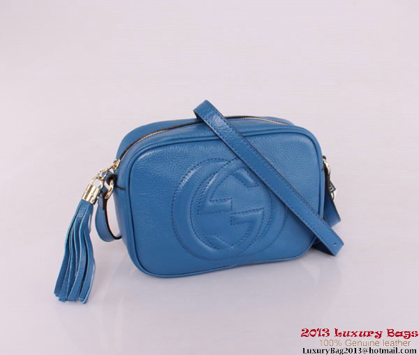 Gucci Soho Calfskin Leather Disco Bag 308364 Blue