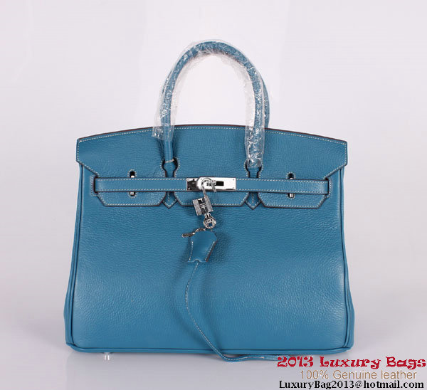 Hermes Birkin 35CM Tote Bag Clemence Leather H-35 Blue