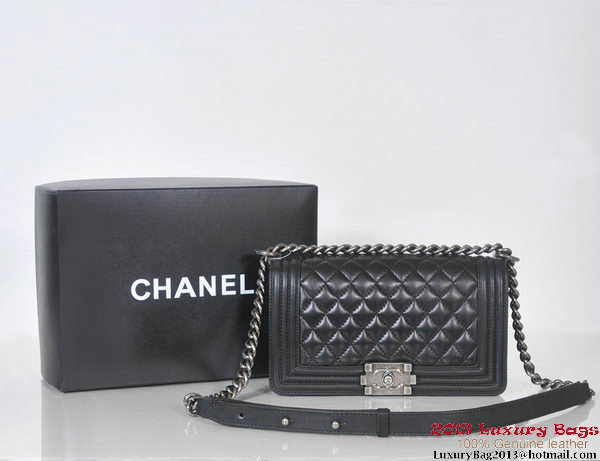 2013 Boy Chanel Flap Shoulder Bag Sheepskin Leather A37003 Black