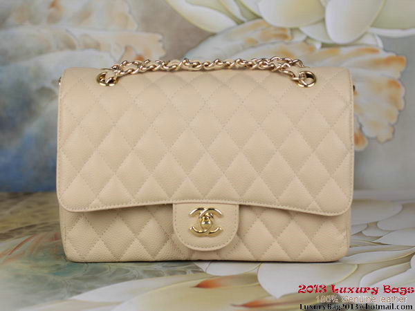 Chanel 2.55 Series Classic Flap Bag Original Cannage Patterns Leather Apricot