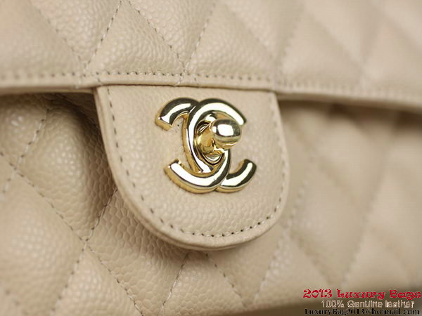 Chanel 2.55 Series Classic Flap Bag Original Cannage Patterns Leather Apricot