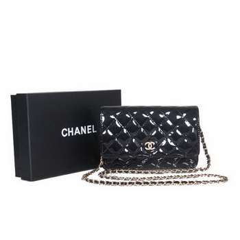 Chanel A30193 Black Patent Leather Flap Bag Gold