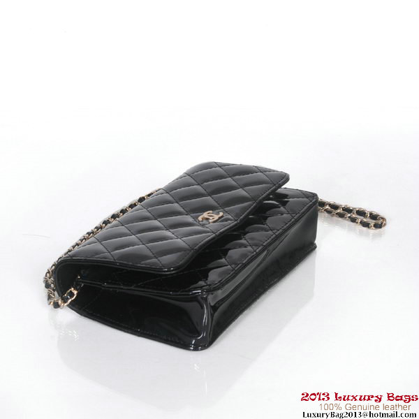 Chanel A30193 Black Patent Leather Flap Bag Gold