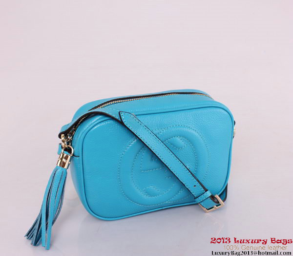 Gucci 308364 Soho Calf Leather Disco Bag Blue