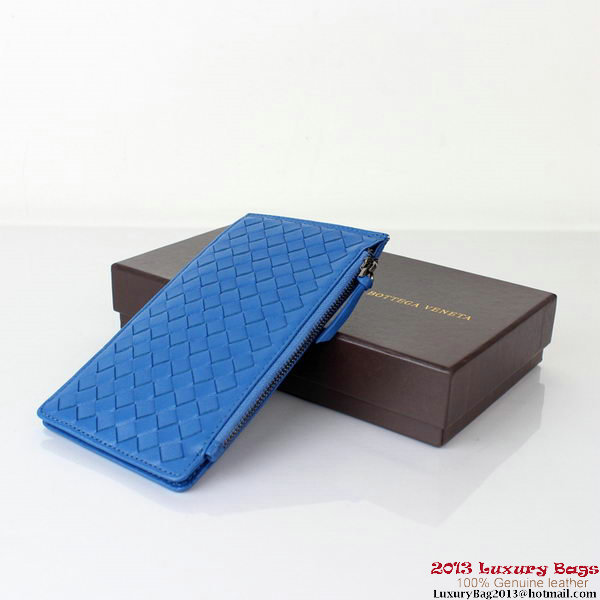 Bottega Veneta Intrecciato Light Calf Card Case BV188 Blue