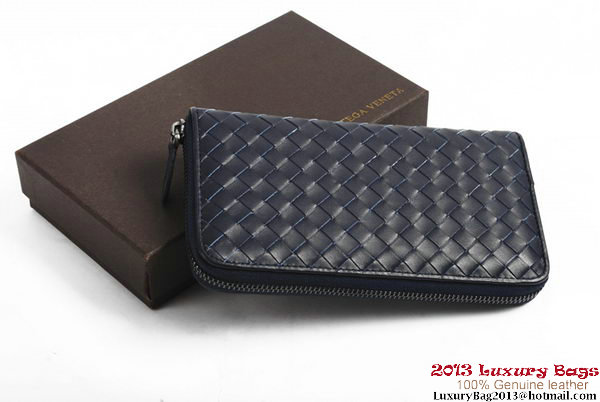 Bottega Veneta Intrecciato Nappa Zippy Wallet BV1571 Blue