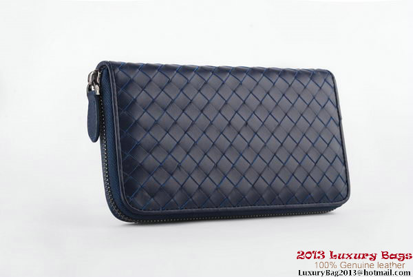 Bottega Veneta Intrecciato Nappa Zippy Wallet BV1571 Blue