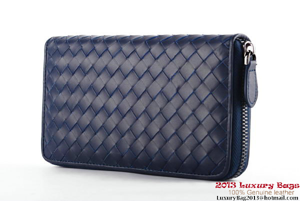 Bottega Veneta Intrecciato Nappa Zippy Wallet BV1571 Blue