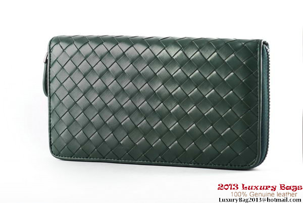 Bottega Veneta Intrecciato Nappa Zippy Wallet BV1571 Green