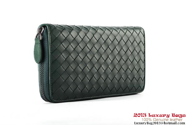 Bottega Veneta Intrecciato Nappa Zippy Wallet BV1571 Green