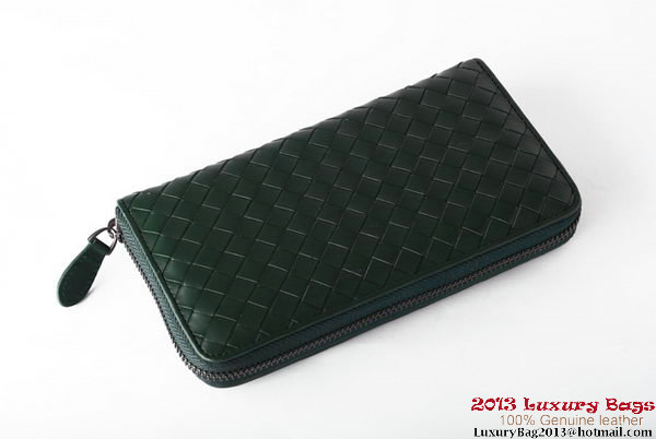 Bottega Veneta Intrecciato Nappa Zippy Wallet BV1571 Green