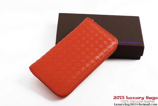 Bottega Veneta Intrecciato Nappa Zippy Wallet BV1571 Orange