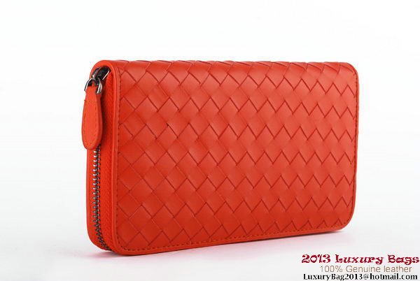 Bottega Veneta Intrecciato Nappa Zippy Wallet BV1571 Orange