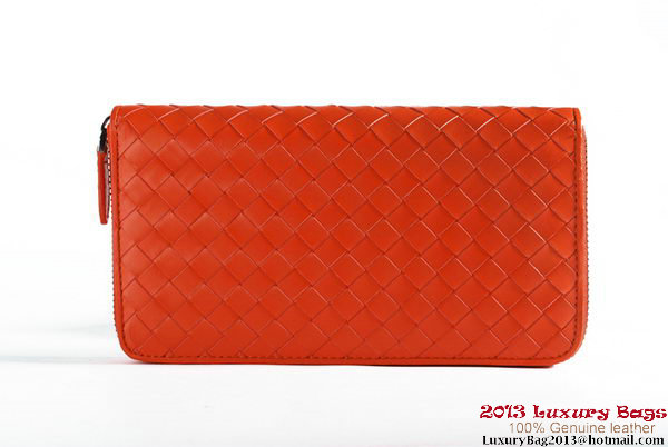 Bottega Veneta Intrecciato Nappa Zippy Wallet BV1571 Orange