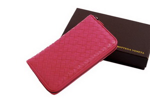 Bottega Veneta Intrecciato Nappa Zippy Wallet BV1571 Peach