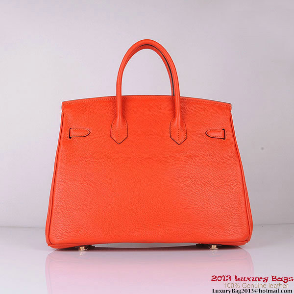 Hermes Birkin 35CM Tote Bag Orange Clemence Leather H6089 Gold