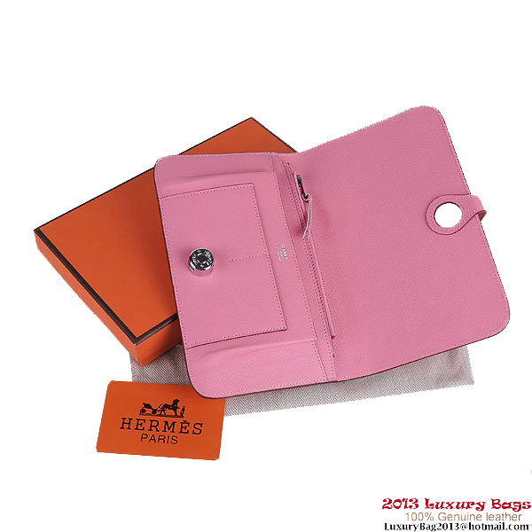 Hermes Dogon Wallet Saffiano Leather Travel Case H001 Pink