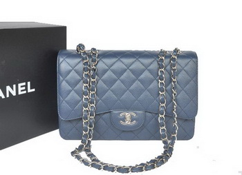 Chanel Jumbo A36076 Blue Classic Cannage Patterns Flap Bag