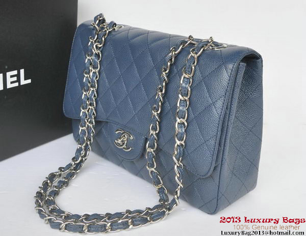 Chanel Jumbo A36076 Blue Classic Cannage Patterns Flap Bag