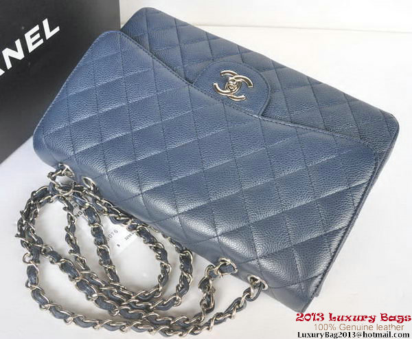 Chanel Jumbo A36076 Blue Classic Cannage Patterns Flap Bag