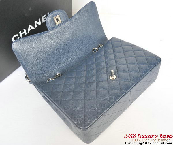 Chanel Jumbo A36076 Blue Classic Cannage Patterns Flap Bag