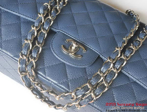 Chanel Jumbo A36076 Blue Classic Cannage Patterns Flap Bag