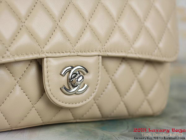 Chanel 2.55 Classic Flap Bag Apricot Sheepskin Leather Silver