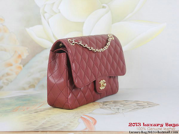 Chanel 2.55 Classic Flap Bag Bordeaux Original Cannage Patterns Leather Gold