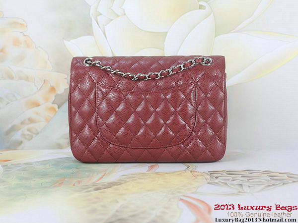 Chanel 2.55 Classic Flap Bag Bordeaux Original Cannage Patterns Leather Silver