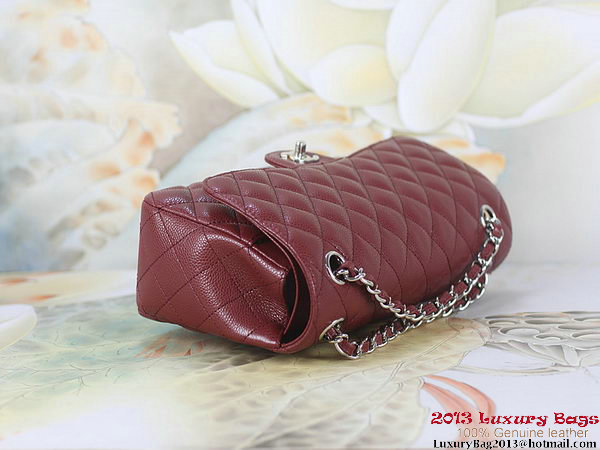 Chanel 2.55 Classic Flap Bag Bordeaux Original Cannage Patterns Leather Silver