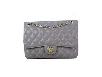 Chanel 2.55 Classic Flap Bag Gray Original Cannage Patterns Leather Gold