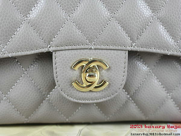 Chanel 2.55 Classic Flap Bag Gray Original Cannage Patterns Leather Gold