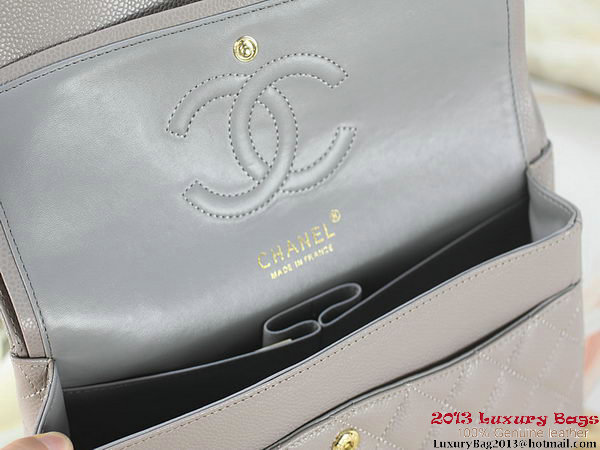 Chanel 2.55 Classic Flap Bag Gray Original Cannage Patterns Leather Gold