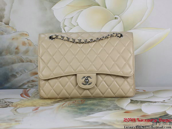 Chanel Classic Flap Bag 1113 Apricot Sheepskin Leather Silver