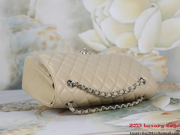 Chanel Classic Flap Bag 1113 Apricot Sheepskin Leather Silver