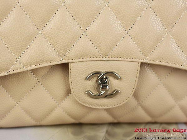 Chanel Classic Flap Bag Apricot Original Cannage Patterns Leather Silver