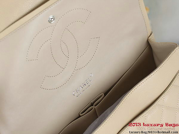 Chanel Classic Flap Bag Apricot Original Cannage Patterns Leather Silver