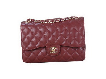 Chanel Classic Flap Bag Bordeaux Original Cannage Patterns Leather Gold