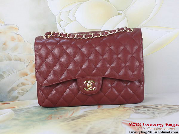 Chanel Classic Flap Bag Bordeaux Original Cannage Patterns Leather Gold