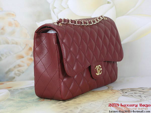 Chanel Classic Flap Bag Bordeaux Original Cannage Patterns Leather Gold