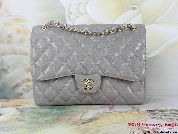 Chanel Classic Flap Bag Gray Original Cannage Patterns Leather Gold