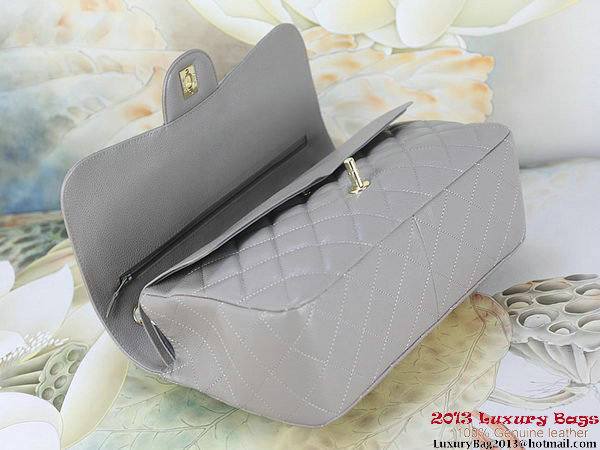 Chanel Classic Flap Bag Gray Original Cannage Patterns Leather Gold