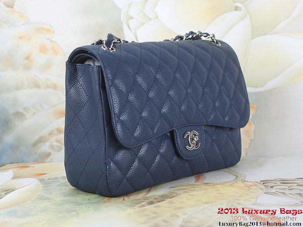 Chanel Classic Flap Bag RoyalBlue Original Cannage Patterns Leather Silver