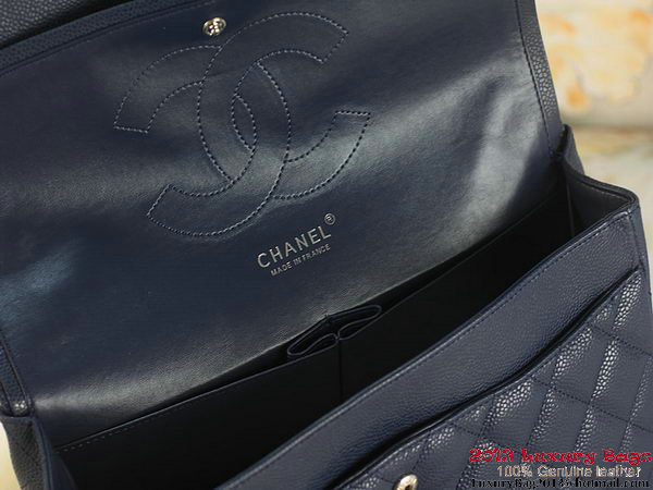 Chanel Classic Flap Bag RoyalBlue Original Cannage Patterns Leather Silver