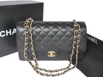 Chanel 2.55 Classic Flap Bag Black Original Caviar Leather Gold