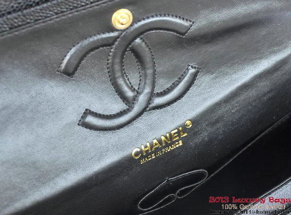 Chanel 2.55 Classic Flap Bag Black Original Caviar Leather Gold