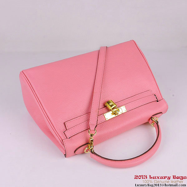 Hermes Kelly 32cm Shoulder Bags Pink Clemence Leather Gold