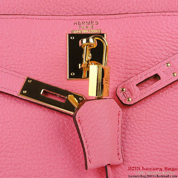 Hermes Kelly 32cm Shoulder Bags Pink Clemence Leather Gold