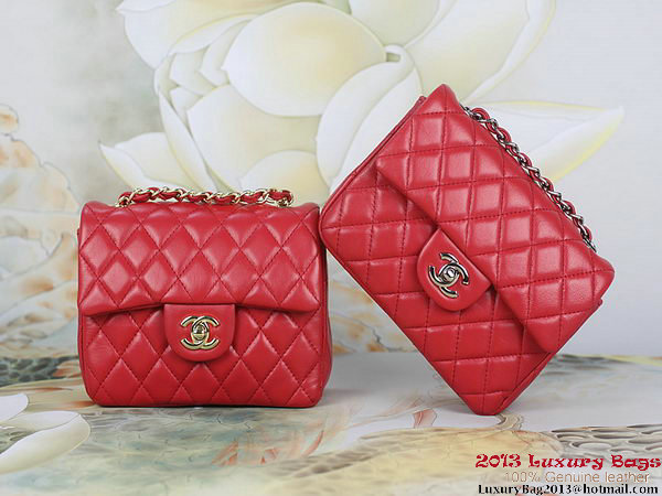 Chanel 1115 mini Classic Flap Bag Sheepskin Leather Red