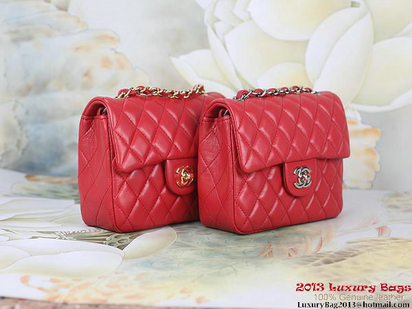 Chanel 1115 mini Classic Flap Bag Sheepskin Leather Red